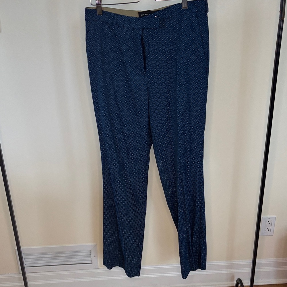 Etro women’s Dark Blue Patterned Dress Pants